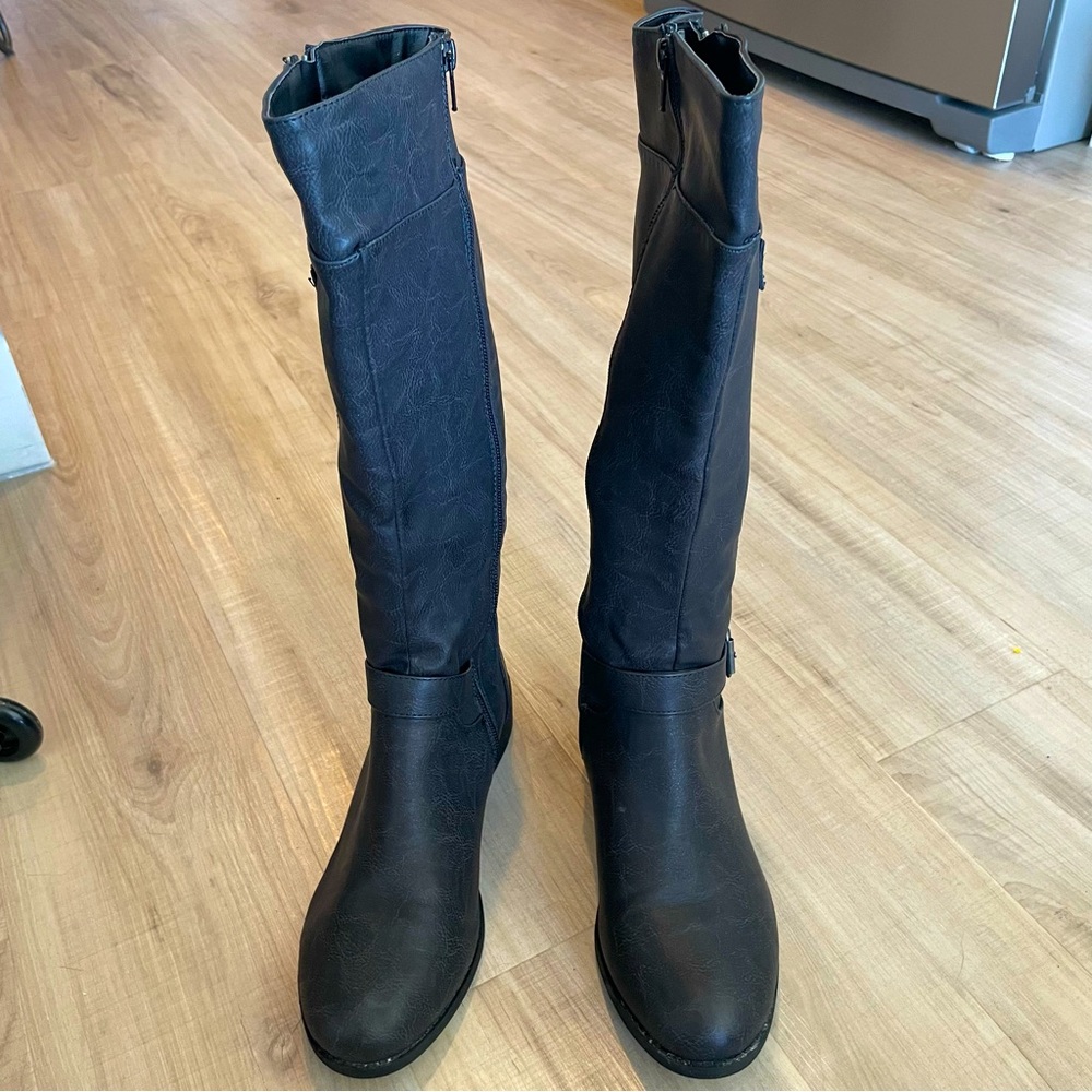 Faux Leather mid-calf boots